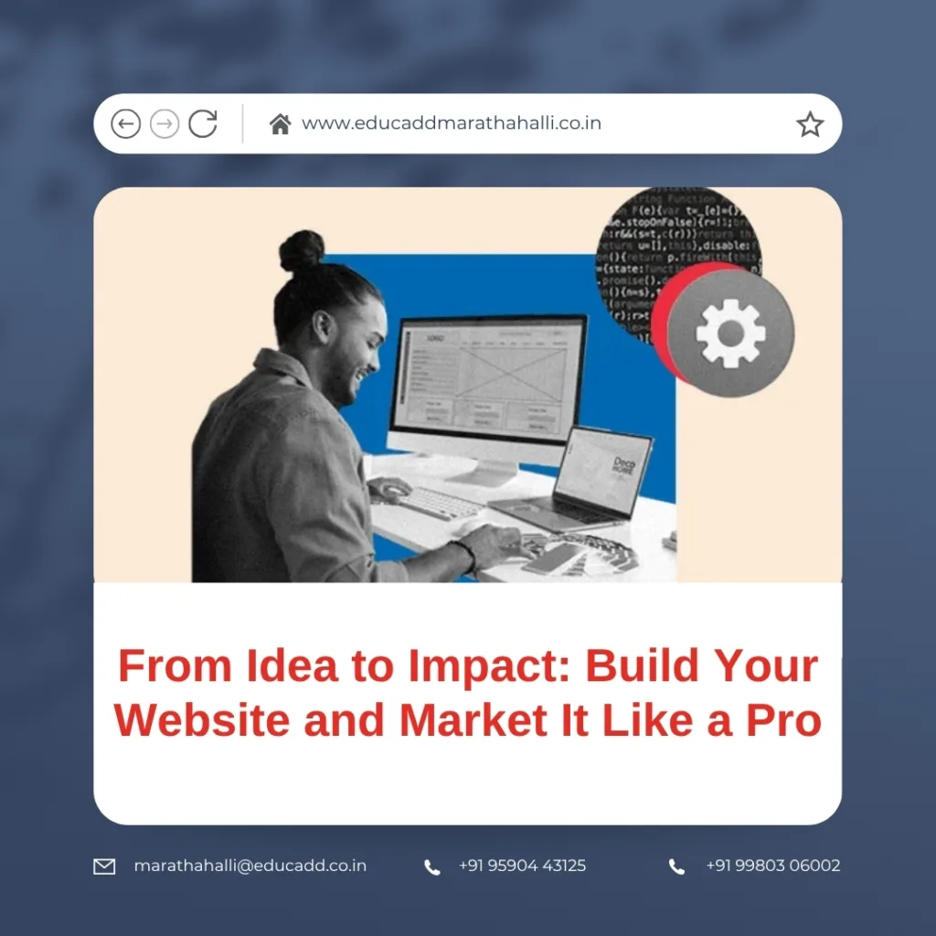  building a website on laptop with digital marketing icons