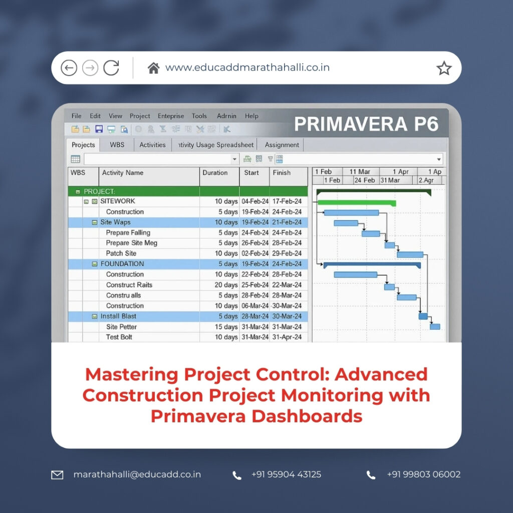 Primavera Project Monitoring Dashboards